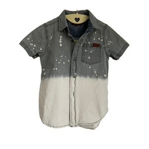 Seven 2-Tone Acid Wash Short-Sleeve Button Up (size S)